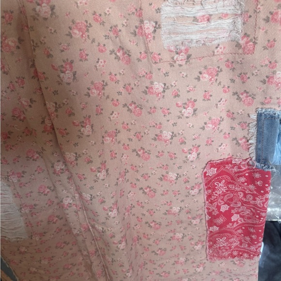 POL Pink Boho Patchwork Overalls Wide Leg - Picture 5 of 6